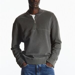 COS‎ Men’s COS Relaxed-Fit Half-Zip Sweatshirt Grey Size Large